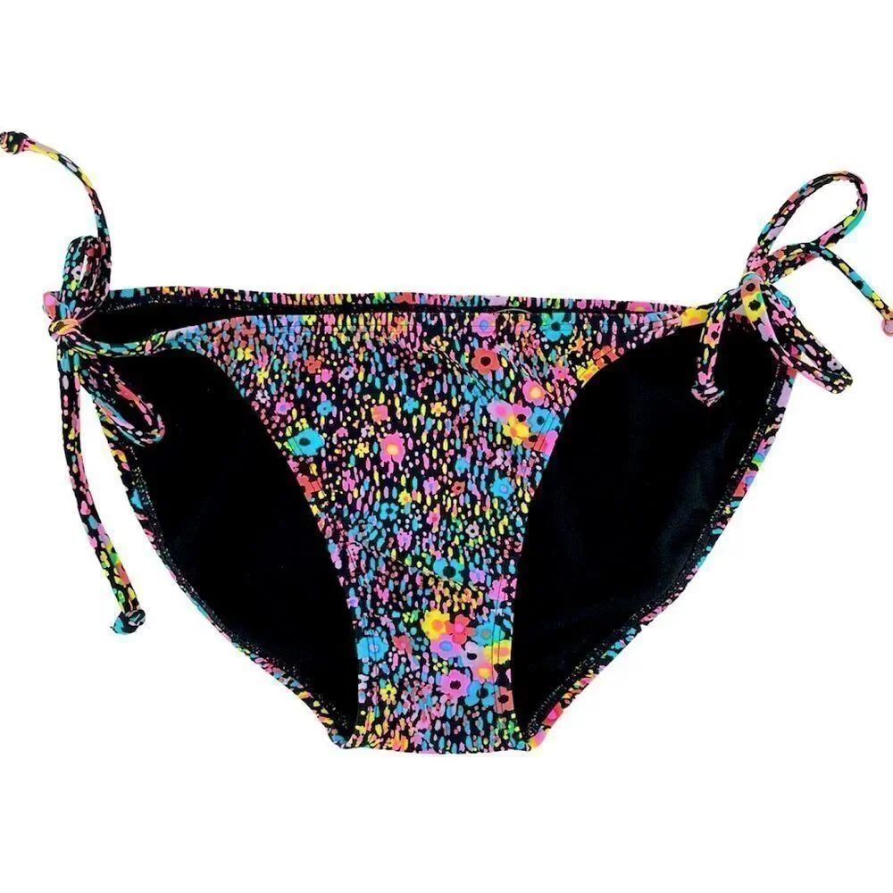 Old Navy Women’s Neon Colorful Floral Tie Sides Bikini Swim Bottoms Small